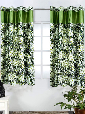 63% OFF on Homefab India Polyester Green Geometric Eyelet Curtain