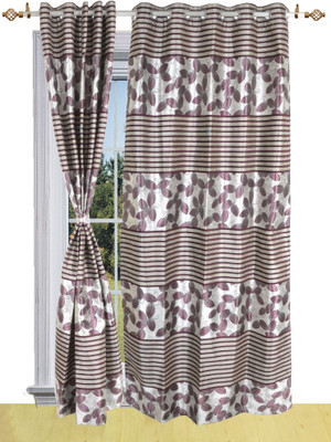 50% OFF on Shandar Chenille, Jacquard Purple Floral Eyelet Curtain