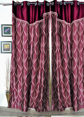 45% OFF on Madhav Product Polyester Maroon Floral Eyelet Curtain
