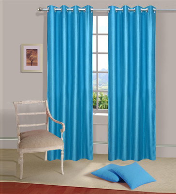30% OFF on Handloomdaddy Polyester Blue Striped Tab Top Curtain
