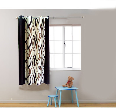 54% OFF on Homefab India Polyester Brown Geometric Eyelet Curtain