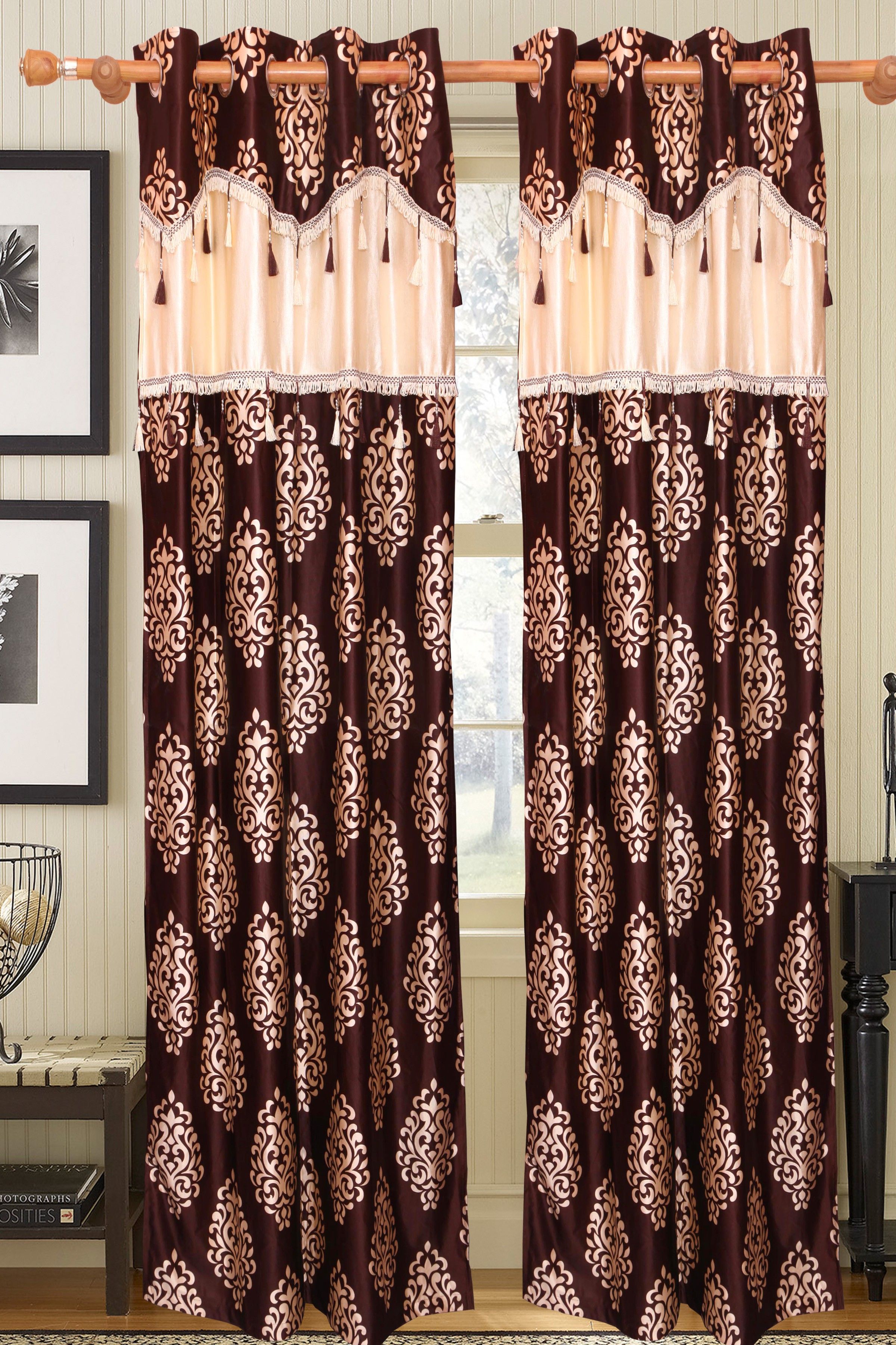 38% OFF on Vrinda Polyester Brown Printed Eyelet Curtain