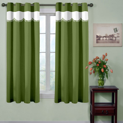 54% OFF on TT Polyester Green Floral Eyelet Curtain