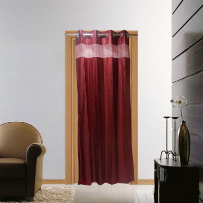30% OFF on Furnishing Centre Polyester Maroon Striped Eyelet Curtain