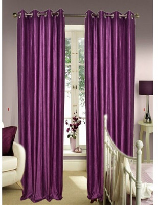 66% OFF on ExpressionsHome Polyester Purple Solid Eyelet Curtain