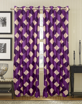 67% OFF on Homefab India Polyester Purple Graphic Eyelet Curtain