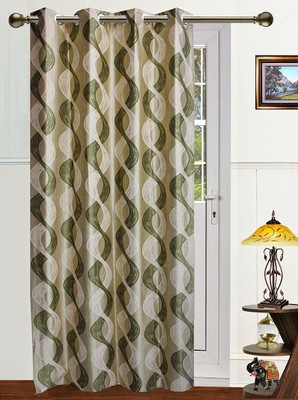 64% OFF on Dekor World Polyester Green, Beige Abstract Eyelet Curtain