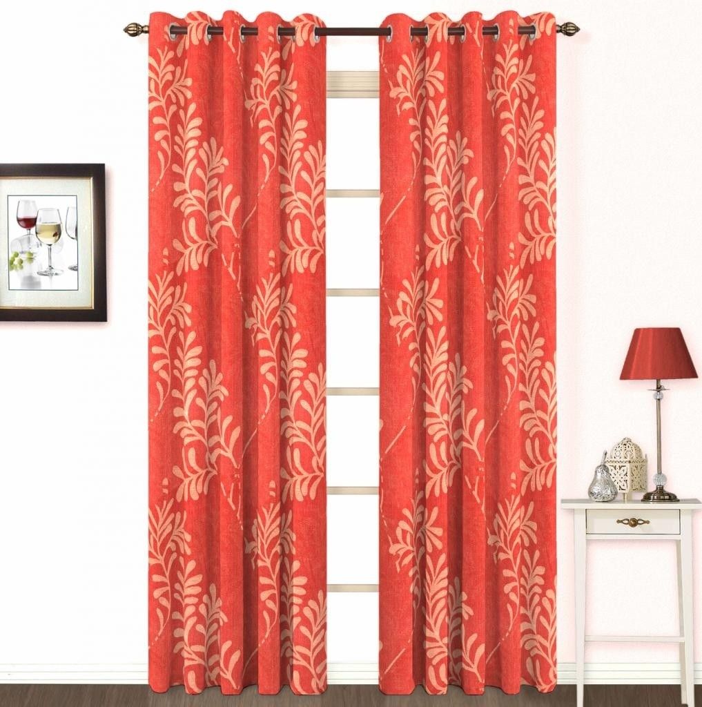 Skipper Cotton, Viscose Red Floral Eyelet Curtain