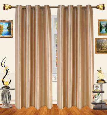 65% OFF on Decor Bazaar Polyester Beige Floral Eyelet Curtain