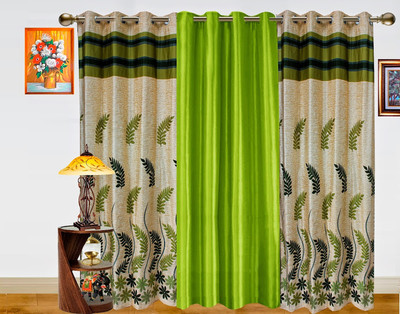 38% OFF on Dekor World Polyester Green Floral Eyelet Curtain