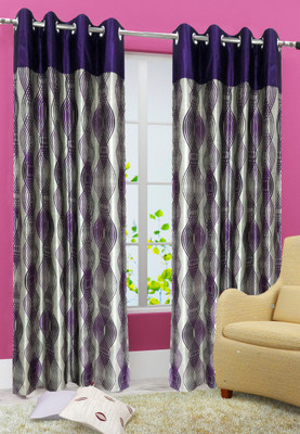 62% OFF on Homefab India Polyester Purple Striped Eyelet Curtain