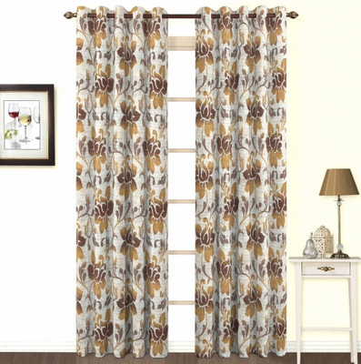 Skipper Polyester, Viscose Brown, Multicolor Solid Eyelet Curtain