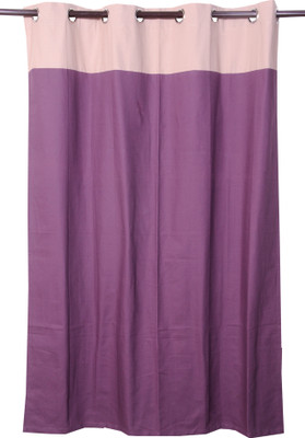 16% OFF on VHome Cotton Beige, Purple Solid Eyelet Curtain