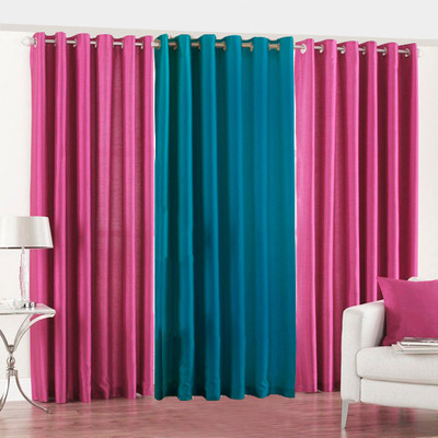 33% OFF on Pindia Polyester Multicolor Printed Eyelet Curtain