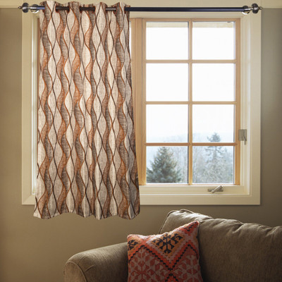 50% OFF on Kings Polycotton Orange Striped Eyelet Curtain