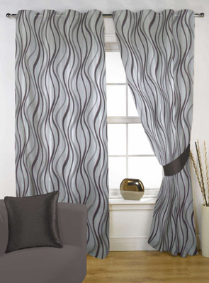 55% OFF on Delight Polycotton Grey Solid Eyelet Curtain