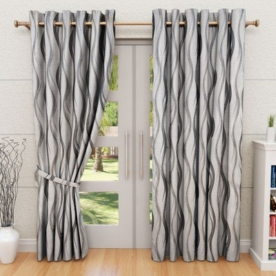 G M HomeFashion Polyester Multicolor Solid Eyelet Curtain