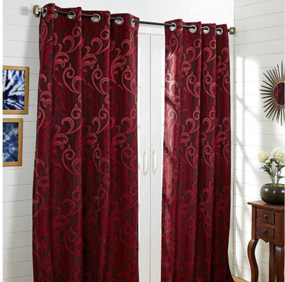 26% OFF on At Home Polycotton Multicolor Floral Eyelet Curtain