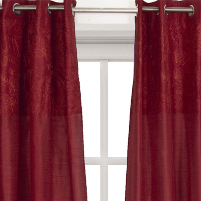 30% OFF on House This Cotton Red Embroidered Eyelet Curtain