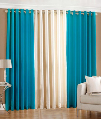 66% OFF on HomeZaara Polyester Multicolor Solid Ring Rod Curtain