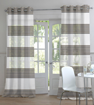 61% OFF on Trendy Home Polyester Multicolor Striped Eyelet Curtain