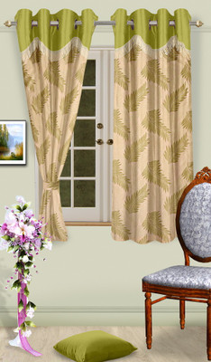 43% OFF on Cortina Polyester Green Abstract Eyelet Curtain