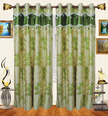43% OFF on Decor Bazaar Polyester Light Green Floral Eyelet Curtain