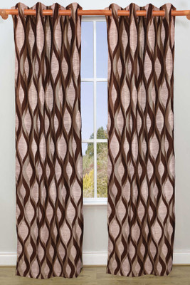 35% OFF on Vrinda Polyester Brown Self Design Eyelet Curtain