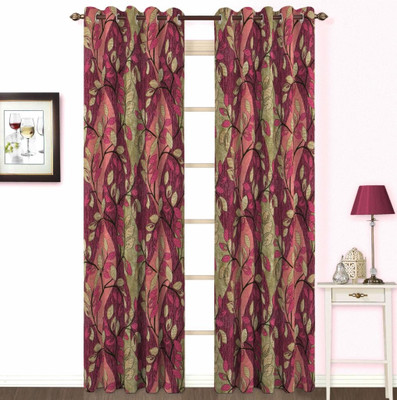 10% OFF on Skipper Polyester, Viscose, Blends Pink Floral Eyelet Curtain