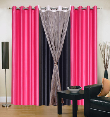 59% OFF on Hargunz Pink, Black Geometric Eyelet Curtain