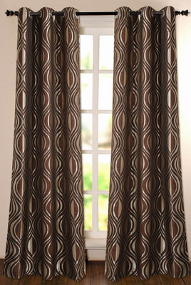 40% OFF on Deco Window Polyester Brown Solid Eyelet Curtain