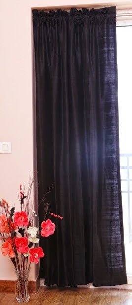 ZappyCart Silk Black Solid Eyelet Curtain ZappyCart Silk Black Solid Eyelet Curtain