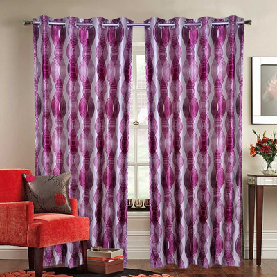 45% OFF on Fresh From Loom Polycotton Pink Self Design Tab Top Curtain