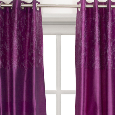 30% OFF on House This Cotton Purple Embroidered Eyelet Curtain