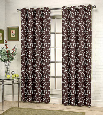 42% OFF on Kings Polycotton Brown Floral Eyelet Curtain