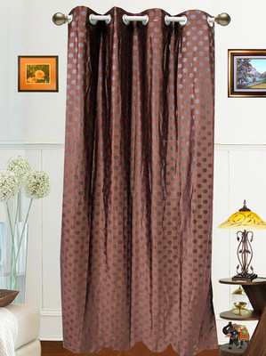 58% OFF on Dekor World Polyester Brown Self Design Eyelet Curtain