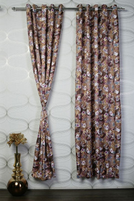 33% OFF on Titu Polyester Brown Solid Eyelet Curtain