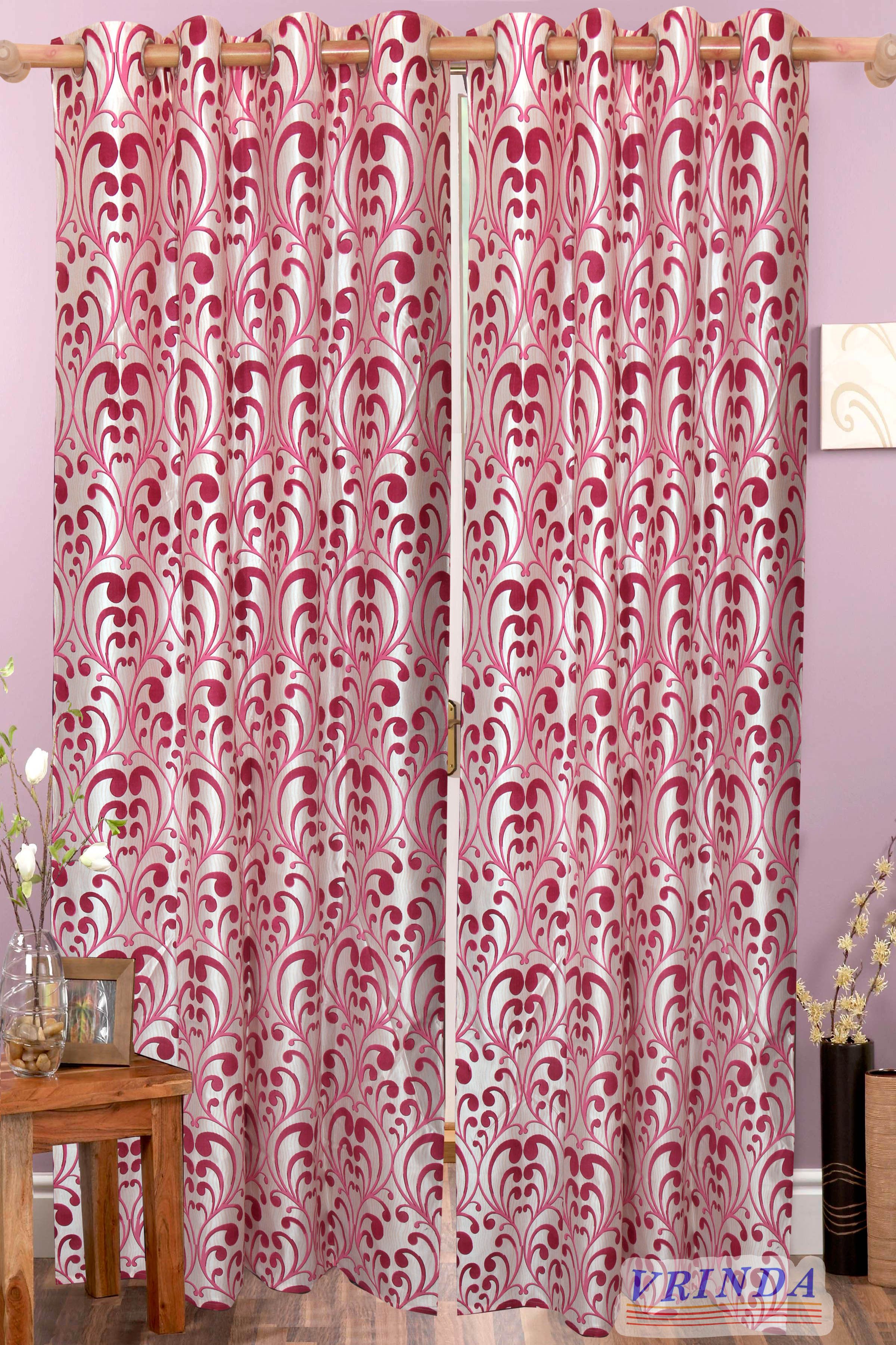 40% OFF on Vrinda Polycotton Red Damask Eyelet Curtain