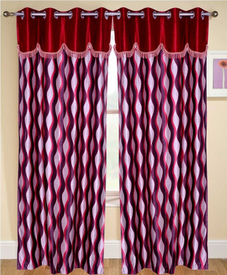 52% OFF on Fresh From Loom Polycotton Red Self Design Eyelet Curtain