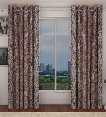 71% OFF on Home Candy Polyester Multicolor Geometric Ring Rod Curtain