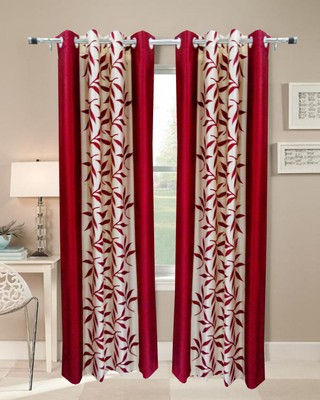 70% OFF on Homefab India Polyester Maroon Solid Tab Top Curtain