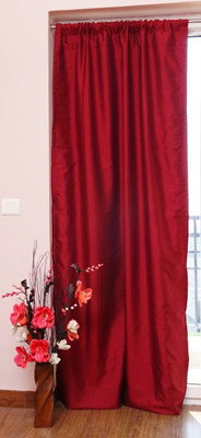 ZappyCart Polyester Wine Red Solid Eyelet Curtain