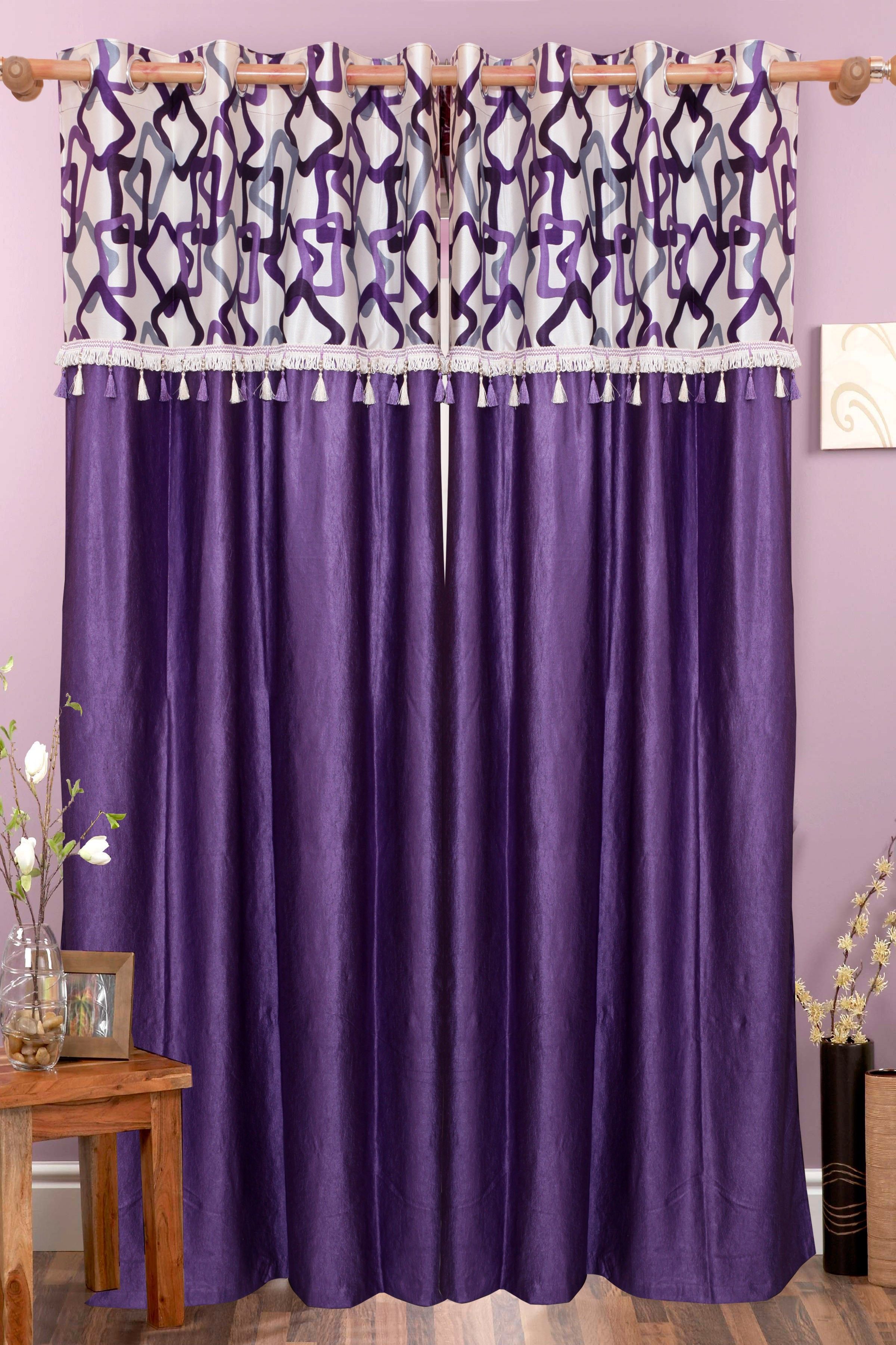 38% OFF on Vrinda Polyester Purple Striped Eyelet Curtain 38% OFF on Vrinda Polyester Purple Striped Eyelet Curtain