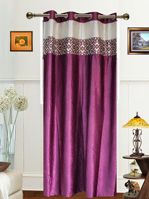 56% OFF on Dekor World Polyester Purple Striped Tab Top Curtain