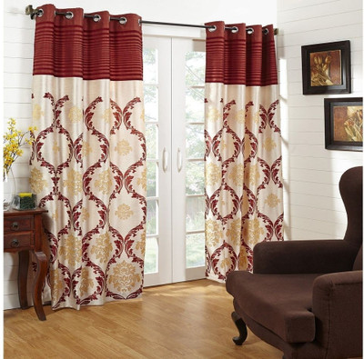5% OFF on At Home Polycotton Red Damask Eyelet Curtain