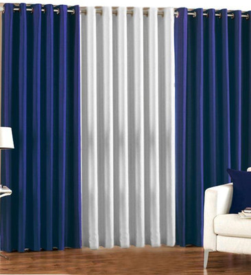 59% OFF on HomeZaara Polyester Blue, White Solid Eyelet Curtain
