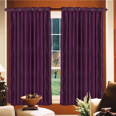 11% OFF on Zaffre's Polyester Purple Geometric Eyelet Curtain