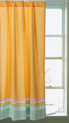 16% OFF on Pink Guppy Cotton Yellow Solid Eyelet Curtain