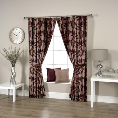 49% OFF on Threadmix Polyester Brown Floral Eyelet Curtain