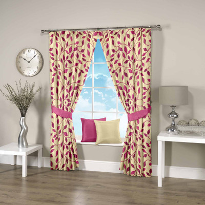 30% OFF on Threadmix Polyester Pink Abstract Eyelet Curtain